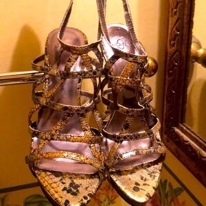 Joey Metallic Animal Print Strappy Open Toe Heels